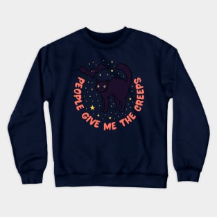 People give me the creeps a funny Halloween black cat Crewneck Sweatshirt